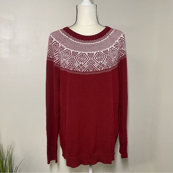Croft & Barrow Red White Holiday Knit Sweater Size Extra Extra Large - Picture 2 of 10